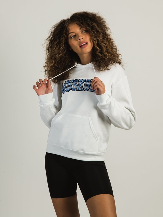 Boathouse Sports Sweaters - Women's White Pullover Hoodie with Muskoka Logo